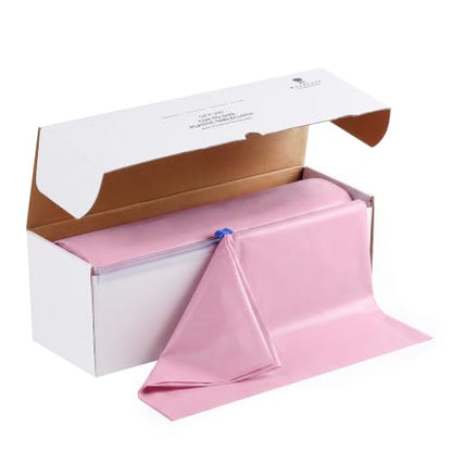 Goodluck 54 Inch x 300 Feet Pink Plastic Tablecloth Roll with Cutter Box - color: Pink, size: 15.4" x 5.5" (Rectangular)