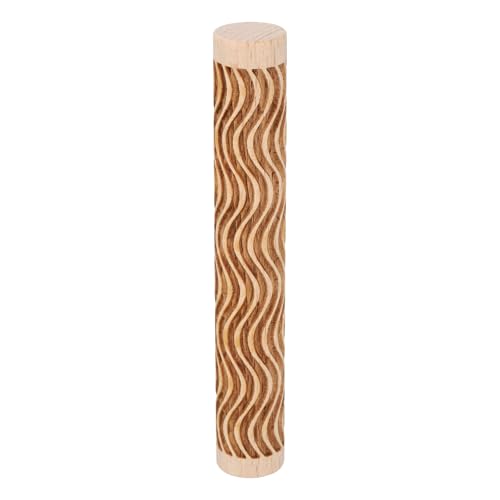 HARFINGTON Wood Clay Roller 4" Curved Lines Pattern Rolling Pins Wood Rollers Pottery Tools Wood Grain Texture Rollers for Clay Baking Dough Playdough DIY - style: Curved Lines