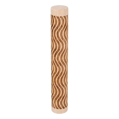 HARFINGTON Wood Clay Roller 4" Curved Lines Pattern Rolling Pins Wood Rollers Pottery Tools Wood Grain Texture Rollers for Clay Baking Dough Playdough DIY - style: Curved Lines