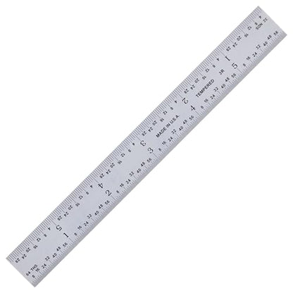 Made in USA 6" Metal Ruler, Rigid | Steel Measuring Tool, 3R Graduation - color: Carbon Steel-Rigid, size: 6"