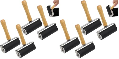 Ciieeo 4 Pcs Rubber Brayer Rubber Roller Ink Stamping Roller Rubber Brayer Roller Rollers Oil Painting (Pack of 2) - size: 14x12.2x3.5cm (Pack of 2)