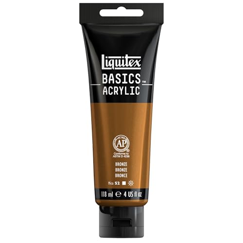 Liquitex BASICS Acrylic Paint, 4-oz Tube, Bronze | Medium Viscosity, Satin Finish, Lightfast, Fine Art Pigments, Range of Opacities, Easy Blending - color: Bronze, size: 4 Fl Oz (Pack of 1)
