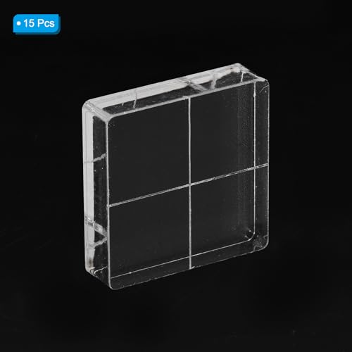 PATIKIL Acrylic Stamp Block, 15 Pack Stamping Block Square Shape with Grid Lines Decorative Mounting Blocks Set for Scrapbooking DIY Crafts Card Making, 1" x 1" - size: 1" x 1"