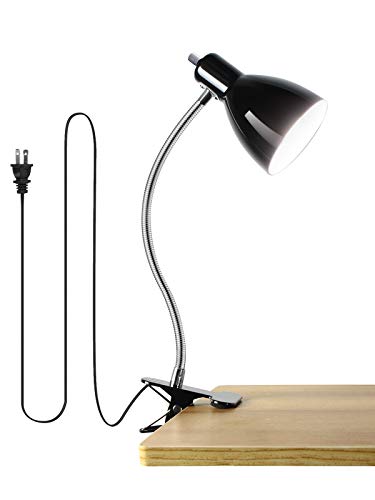 LALISU Desk lamp Eye-Caring Table Lamps, 360°Rotation Gooseneck Clip Lamp - color: Black