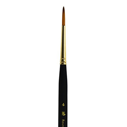 Princeton Mini-Detailer Round Brush, Synthetic, Short Handle, Size 4, 1 Count - color: Black, size: 4