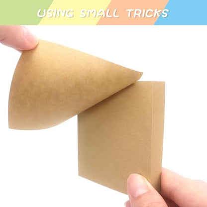 Sticky Notes 3x3 with Bright Colors, 6 Pads 100 Sheets/Pad (Kraft Paper) | Brown Self-Stick Notes Pads, 600 Sheets Total, Easy to Stick and Remove, Perfect for Office, School and Home - color: Kraft Paper