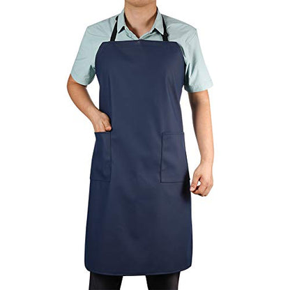 Waterproof Rubber Vinyl Apron W/ 2 Pockets - Lab Apron for DishWashing,Grooming - color: Blue