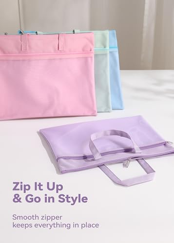 SortRax Large Zipper Pouch with Handle, Fits Letter and A4, Pink - color: Pink