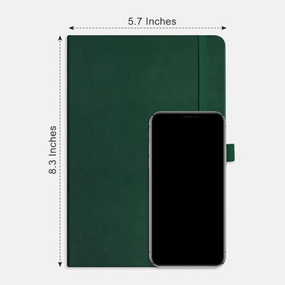 RETTACY Blank Journal Notebook, 192 Pages per Pack, A5 Size (5.7'' x 8.3'') - color: Black & Dark Green