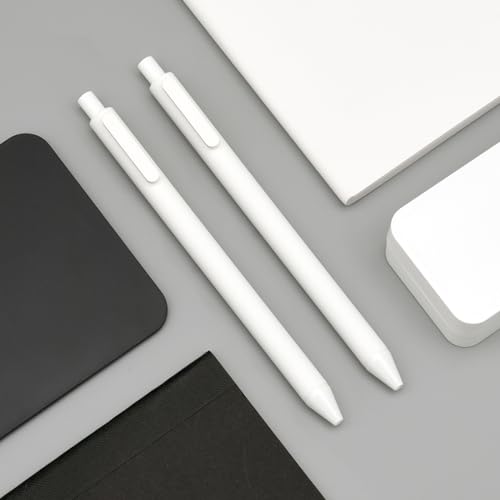 Kaco PURE White Gel Pens 0.7mm Black Ink 10 Count Quick Dry Smooth Writing | Aesthetic School Office Supplies Retractable Pens Low Center of Gravity - color: 0.7mm 10 PCS White