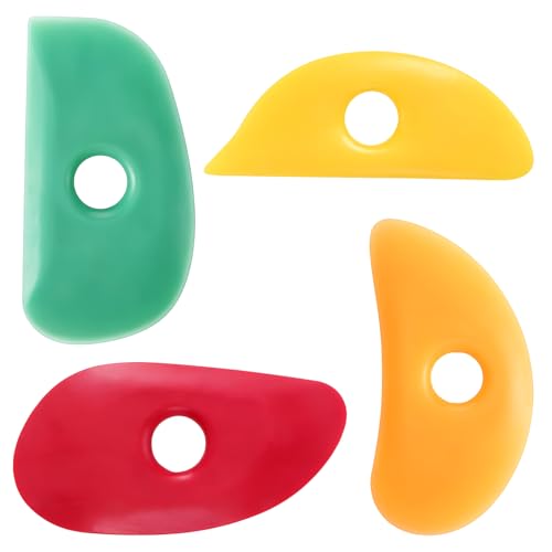 4 Pcs Soft Rubber Rib Clay Sculpting Tool for Pottery Clay Silicone Ceramics Tools Multi Styles Pottery for DIY Smooths Shapes Sculpting Ceramics Tool Sculpting, Mud, Trimming, Throwing