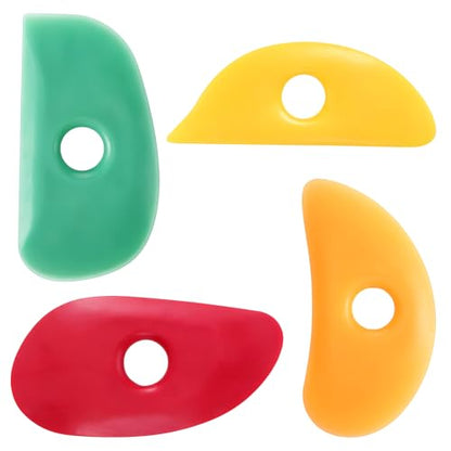 4 Pcs Soft Rubber Rib Clay Sculpting Tool for Pottery Clay Silicone Ceramics Tools Multi Styles Pottery for DIY Smooths Shapes Sculpting Ceramics Tool Sculpting, Mud, Trimming, Throwing