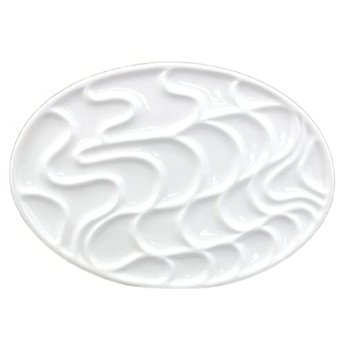 5-9in Ceramic Watercolor Mixing Palette, Square Porcelain Watercolor Palette, Porcelain Watercolor Palette, Ceramic Artist Paint Palette for Watercolor Gouache (L - Oval Ripple) - color: L - Oval Ripple