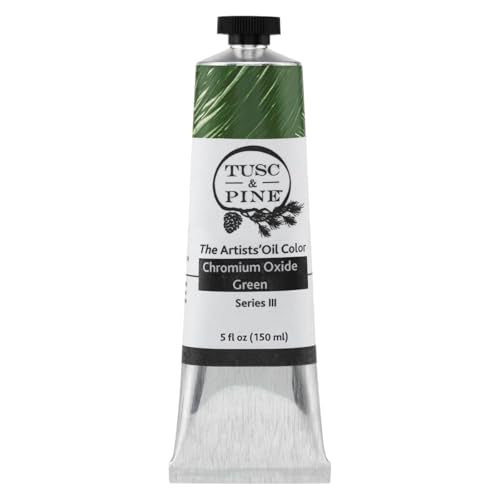 Tusc & Pine Artist Oil Paint - Chromium Oxide Green, 150 ml, Non-Yellowing, Rich & Creamy Consistency, Maximum Pigment Load, Small Batch Milled Oil Paints Made in the USA - color: Chromium Oxide Green, size: 5.07 Fl Oz (Pack of 1)