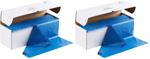 Goodluck 54 Inch X 300 Feet Plastic Table Cloths with Cutter Box, Blue Disposable Table Cover Roll, Plastic Tablecloth for Party, Banquet, Wedding, Birthday, Anniversary (Pack of 2) - color: Blue, size: 15.4" x 5.5" (Rectangular) (Pack of 2)