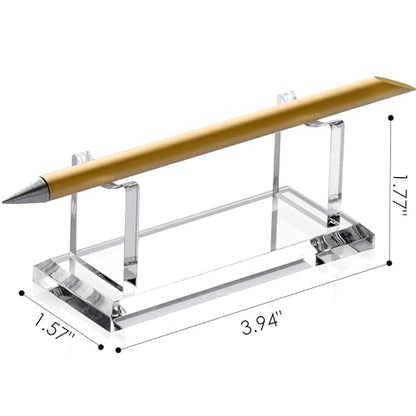 YUXUN Acrylic Pen Holder for Desk - Horizontal Single Pen Display | Fountain Pen Display with 8mm Thick Base | Fountain Pen Rest, Apple Pencil Stand, Crystal-Clear Desk Organizer - size: Single Pen Holder