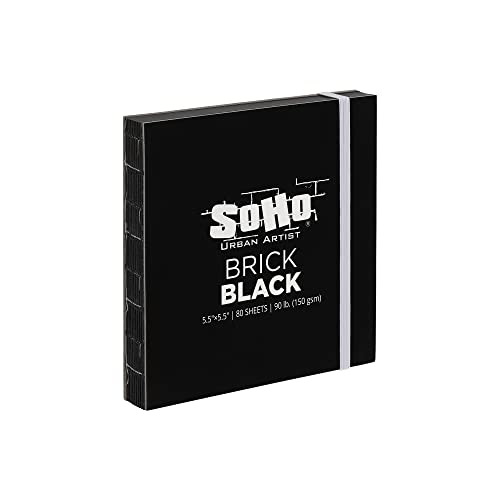 Soho Urban Artist Brick Sketchbook Journals for Sketching, Drawing, Colored Pencils, Graphite, and more - Black Set of 2-5.5"x5.5" & 5.5"x8.5" (150 GSM, 80 Sheets) - color: Black, size: 5.5 x 5.5in + 5.5 x 8.5in