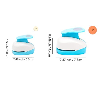 2 Pcs Craft Hole Punch, Handmade Scrapbook Paper Puncher, 5/8Inch and 1 Inch Circle Punch, Circle Cutter, Scrapbooking Punches Crafting Designs for Office Supplies, Card Making, DIY Photo Album