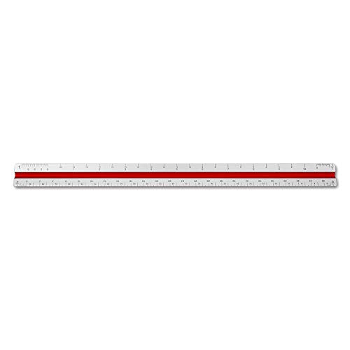 Alumicolor Aluminum Architect Color-Coded Solid Drafting Scale, 12IN, Silver - size: 12IN, style: Architect