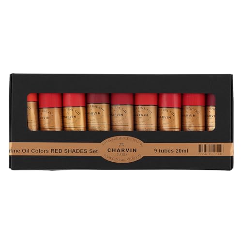 Charvin Extra Fine Professional Oil Paint Set for Artists, Shades of Red - Bonjour Set of 9, 20 ml Tubes, Finely Milled, Non-Yellowing Artist Oil Paints in French Riviera-Inspired Hues