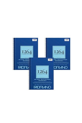 Fabriano 1264 Mixed Media Pad, 7" x 10", Spiral Bound, 110 lb., 3-Pack - size: 7" x 10", 3-Pack
