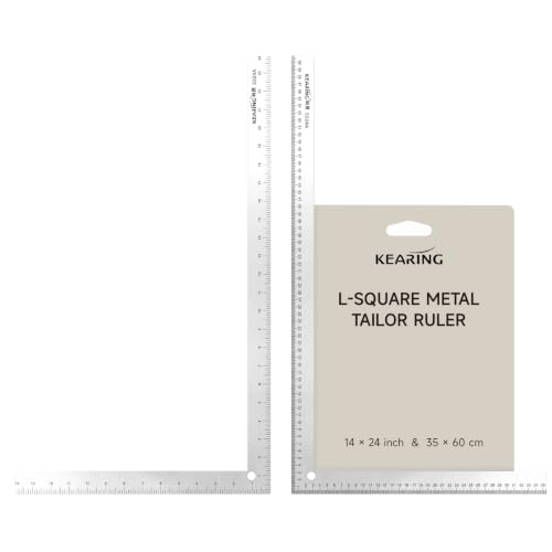 24"x14" L-Square Ruler Other Sided Metric 60x35cm for Sewing | Double-sided aviation aluminum ruler with 24"x14" imperial & 60x35cm metric scales. Sewing pattern making tool - style: 5324A(24"&60cm)