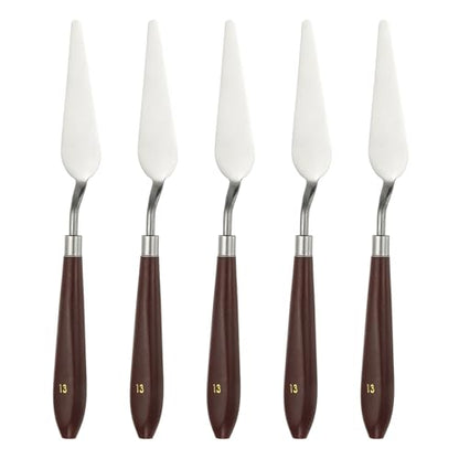 HARFINGTON 5pcs Palette Knife Painting Tool 3.35" x 0.94" Stainless Steel Art Spatula Pallet Knives Scrapers Tools with Plastic Handle for Acrylic Oil Canvas Mixing Spreading, Red/Silver - size: 3.35" x 0.94"