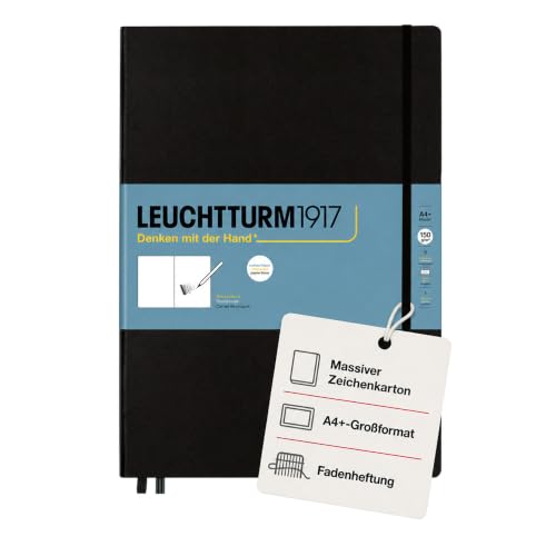 Leuchtturm1917 - Master A4 Hardcover Sketchbook (Black) - 112 Pages of 150g/m² Paper - color: Black, size: Master (A4+)