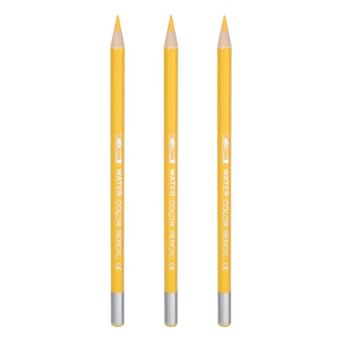 PATIKIL Watercolor Pencils, Dark Yellow Color Pencil Set Sketch Coloring Drawing Colored Pencils Bulk Artist Drawing Supplies for Adult Coloring Book Blending, 3 Pcs - color: Dark Yellow