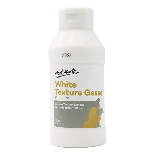 Mont Marte Premium White Texture Gesso 8.45oz (250ml), Suitable for Acrylic Paint, Oil Paint, Color Pencils, Pastels, Graphite and Charcoal - size: 8.5 Fl Oz (Pack of 1)