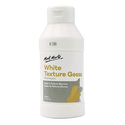 Mont Marte Premium White Texture Gesso 8.45oz (250ml), Suitable for Acrylic Paint, Oil Paint, Color Pencils, Pastels, Graphite and Charcoal - size: 8.5 Fl Oz (Pack of 1)