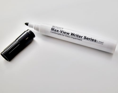 (Bullet Tip-2.2mm,PACK of 3,Black Water-Based ink) Max-View Writer Bold Writing Pen, Low Vision Assistive Writing Tool for Visual Impairment,Odorless,Non-Toxic,No Oil,Alcohol Free