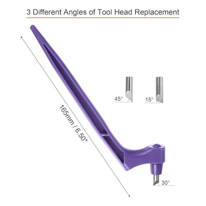 uxcell Craft Cutting Tools, 360 Degree Rotating Blades Stainless Steel Cutter with 15 30 45 Degree Blade for DIY Crafts Stencils Scrapbooks, Purple - color: Purple
