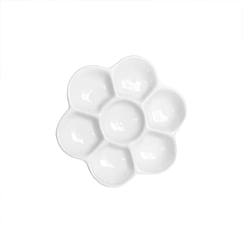 2 pcs 3.4" Diameter Paint Palette Glazed Watercolor Painting Mixing Ceramic Palette Flower Shape