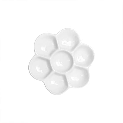 2 pcs 3.4" Diameter Paint Palette Glazed Watercolor Painting Mixing Ceramic Palette Flower Shape
