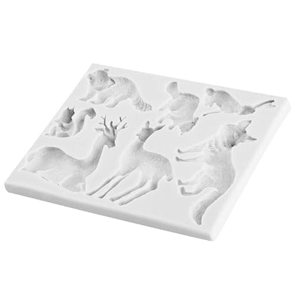 Woodland Animal Polymer Clay Mold Squirrel Rubbit Silicone Molds - color: Style F