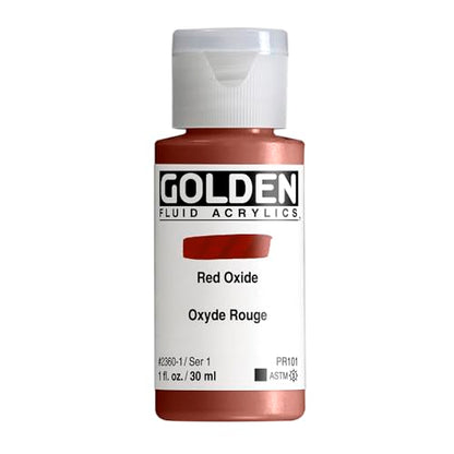 GOLDEN Fluid Acrylics, Red Oxide, 1 fl. oz. Bottle, Professional Acrylic Paint, Opaque