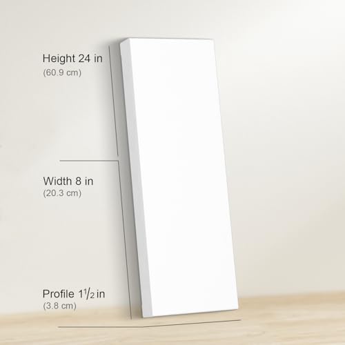 PHOENIX 8x24 Inch 3 Pack Gallery Canvas -1.5 in Thick Long Skinny Canvases for Painting - Deep Edge 100% Cotton 11 Oz. Gesso Primed White Blank Professional Canvas Oil & Acrylic Paints - size: 8"x24", style: Gallery