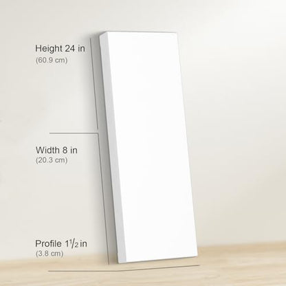 PHOENIX 8x24 Inch 3 Pack Gallery Canvas -1.5 in Thick Long Skinny Canvases for Painting - Deep Edge 100% Cotton 11 Oz. Gesso Primed White Blank Professional Canvas Oil & Acrylic Paints - size: 8"x24", style: Gallery