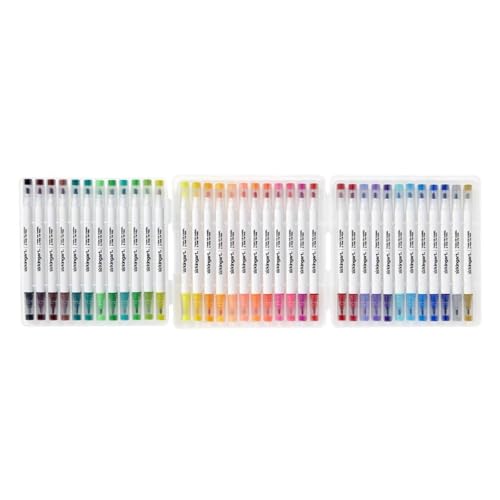 KINGART 408-36 Twin-Tip Chisel & Fine Markers with Storage Case, Set of 36 | Perfect for Art, Sketching, Drawing, Painting, Coloring, Doodling, Illustration & Calligraphy