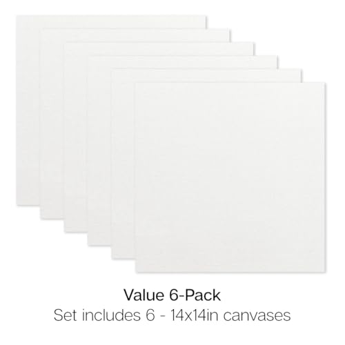 KINGART 840-6 Stretched White Canvas for Painting, 14 x 14 Inch, Pack of 6 | 100% Cotton Canvas, Triple Primed Acid-Free Gesso, Ready to Paint, Back-Stapled, Pine Bars - size: 14 x 14 Inch