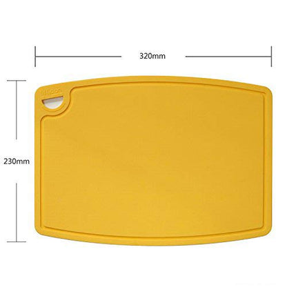 Liflicon Thick Silicone Cutting Board 12.6'' x 9.1'' Juice Grooves Easy Grip Handle Dishwasher Safe-Yellow - color: Yellow, size: 12.6"L x 9.1"W