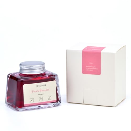 Hongdian Fountain Pen Bottled Ink Peach Blossom Color, 60ml Non Carbon Inkwell Bottle, Artist Calligraphy Ink - color: Peach Blossom