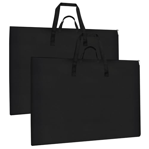 ZKOO 24 x 36 Inch Art Portfolio Bag, Large Size Art Case Light Weight Waterproof Poster Board Storage Bag, Studio Portfolio Tote for Artwork, Poster, Sketch Drawing, Canvas (Black, 2 Pack) - size: 24*36in Black-2PACK