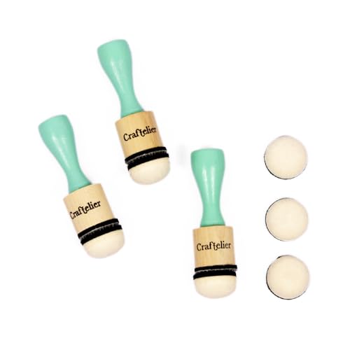 Craftelier - Mini Ink Paints Mixing Blending Tools for Scrapbooking and Other Crafts | Includes 3 Handle Ink Tools + 6 Round Foam Pads Interchangeable of 20 mm Diameter | Color Turquoise - size: Mini Ink and Paints Mixing Blending Tools