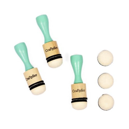 Craftelier - Mini Ink Paints Mixing Blending Tools for Scrapbooking and Other Crafts | Includes 3 Handle Ink Tools + 6 Round Foam Pads Interchangeable of 20 mm Diameter | Color Turquoise - size: Mini Ink and Paints Mixing Blending Tools