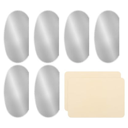 YOKIVE 6Pcs Steel Pottery Tools, Serrated Scraper Clay Ribs 3.94" x 2" Stainless Steel Sculpture Modeling Cutter Ceramic Tools with 2 Beige Chamois Cloth - color: Beige Chamois Cloth, size: 3.94" x 2"
