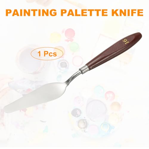 HARFINGTON Palette Knife Painting Tool 3.74 x 1.1 Stainless Steel Art Spatula Pallet Knives Scrapers Tools with Beech Wood Handle for Acrylic Oil Canvas Mixing Spreading, Red/Silver - size: 3.74" x 1.1"
