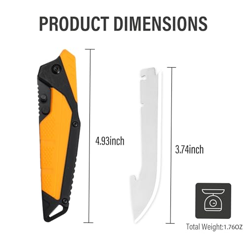 DISPATCH 3.5" RazorSafe Replacement Knife Blades, 7-Pack Utility Knife Blades with Protective Sheath, Packed in Clear Case with Color Box—Compatible Spare Blades for Outdoor, EDC & Repair Use - style: 7-Pack Utility Knife Blades