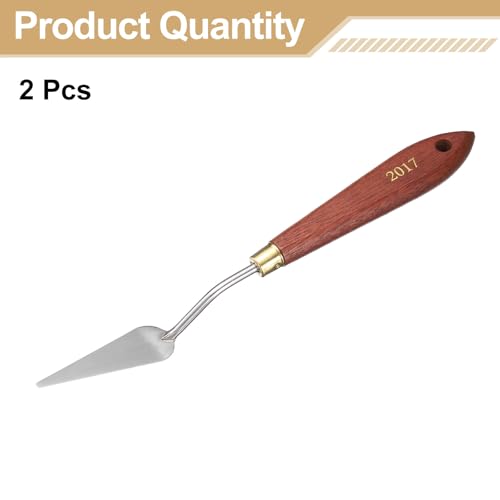 HARFINGTON 2pcs Palette Knife Painting Tool 2.36" x 0.79" Stainless Steel Teardrop Blade 8.27" Length Spatula Painting Pallet Knives with Hole Beech Wood Handle for Acrylic Canvas, Red/Silver - size: 8.27" x 0.79" x 2.36"